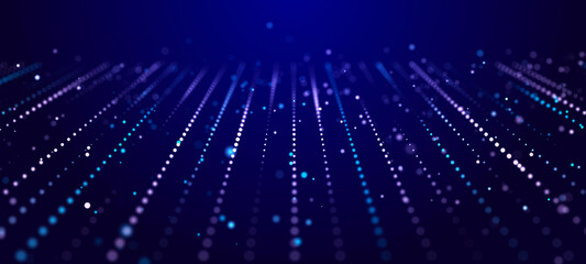 Internet technology network. Abstract particle music background. Big data. 3D rendering.