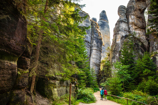 Beautiful view of the Adrspach Rocks, part of the Adrspach-Teplice Landscape Park in the Broumov Highlands region in the Czech Republic