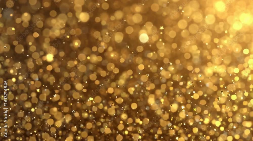 Poster golden shimmer bokeh lights glowing with sparkling glitter and glowing particles create festive glit