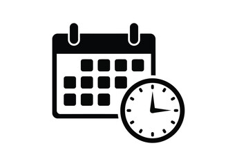Vector art of calendar and clock icon representing time and scheduling