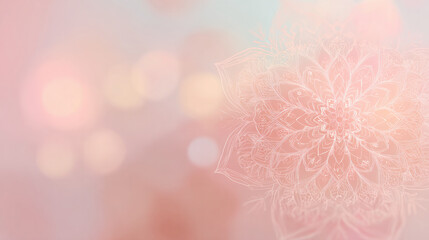 Abstract background with bokeh, subtle blurred mandala pattern with soft purple tones. Dreamy bohemian abstract background for artistic designs