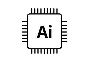 Vector art of ai chip processor icon on white background
