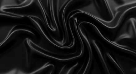 Obraz premium A luxurious, flowing black satin or silk fabric with soft, dramatic folds and highlights, creating a sensual and sophisticated texture.
