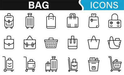 Luggage, Bag, and Storage Icon Set for Digital Projects