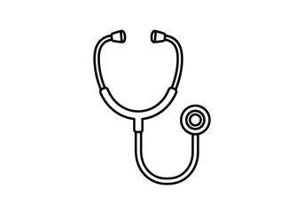 Vector art of a simple outline icon of a stethoscope for medical purposes
