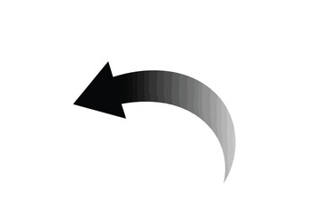 Vector art of curved black arrow pointing left with a gradient effect