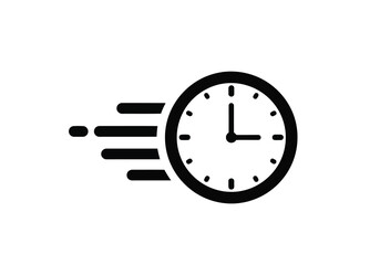 Vector art of fast clock icon indicating speed and time