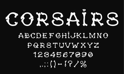 Skeleton bones font for pirate bone letters type or day of the dead typeface, vector scary alphabet. Font of skeleton bones, English alphabet typography and ABC type for pirate corsair bone letters