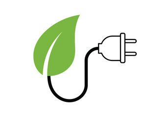 Vector art of green leaf connected to an electrical plug
