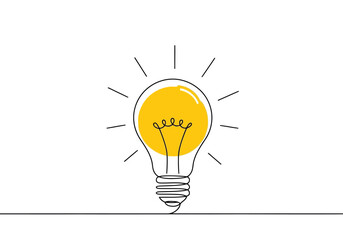 Vector art of a glowing yellow lightbulb symbolizing a bright idea