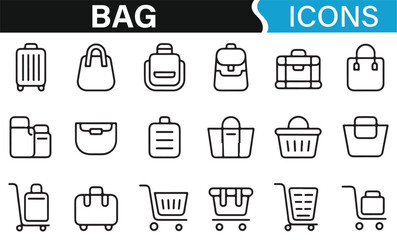 Travel Bags and Luggage Icon Collection for Graphic Design
