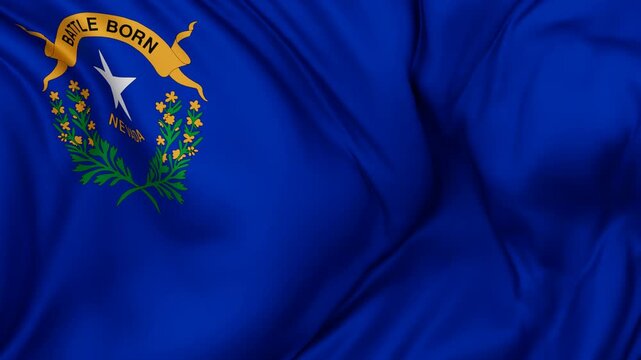 Nevada US state flag swaying in the wind, looped endless cycled video, completely full screen covers flag background