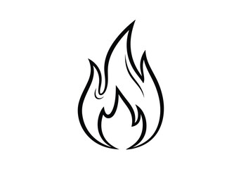 Vector art of a simple black outline of a flame isolated on white