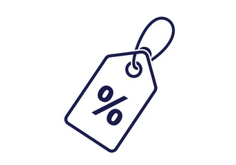 Vector art of a blue outline tag with a percent sign