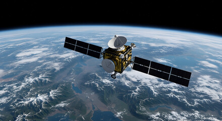 Orbital Reconnaissance Satellite Observing Earths Atmosphere and Surface from Outer Space