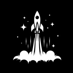 Rocket Launch SVG | Spacecraft Silhouette in Black & White
