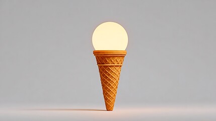 Whimsical ice cream cone shaped light bulb – creative fusion of dessert and design