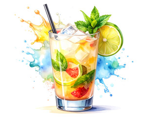 cocktail with lime and ice
