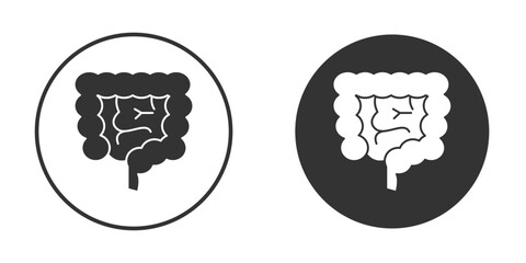 Large intestine icon in solid black flat shape glyph icons.