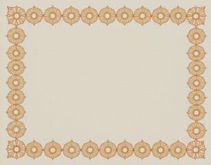 Hand-Drawn Floral Border Illustration Cream Background - Elegant Decorative Motifs Autumn Invitations, Greeting Cards, Cultural Celebrations