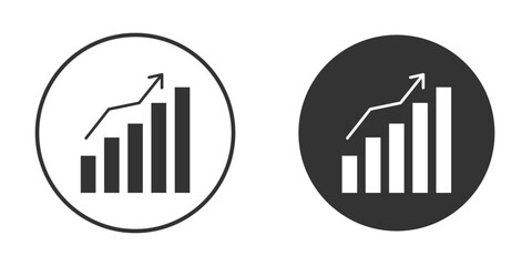 Increasing stocks icon in solid black flat shape glyph icons.