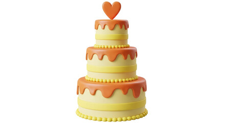 Isolated Tiered Cake with Heart Topper