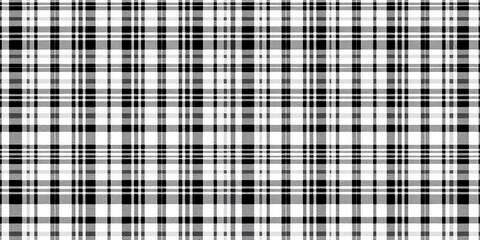 Black and white seamless windowpane check pattern, classic tartan textile texture,   vector background,  monochrome