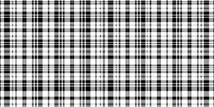 Black and white seamless windowpane check pattern, classic tartan textile texture,   vector background,  monochrome