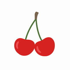 Vector cute cherries bunch is isolated on the white background