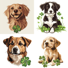 Hamster with clover leaf vector style on white background