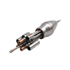 Detailed close-up view of a futuristic weapon system.