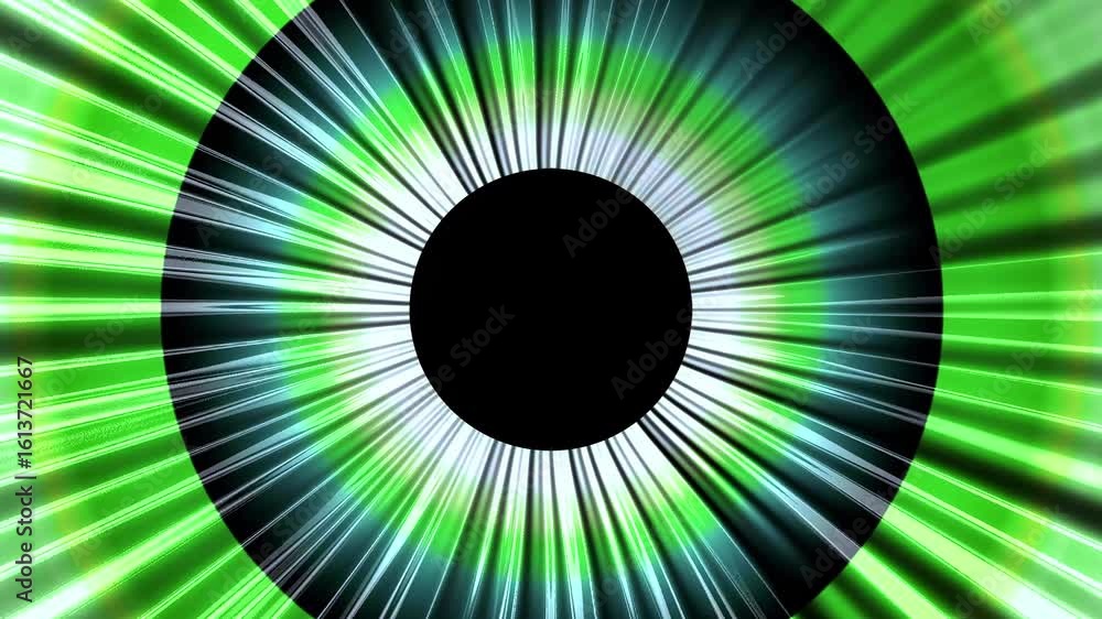 Poster green radial burst animation with circular motion and glowing abstract light rays