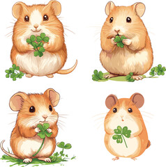 dog with clover leaf vector style on white background