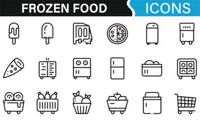 Simple Frozen Food Icons for Digital and Web Use in Graphic Design