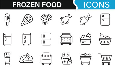 Frozen Food and Storage Icon Collection for Illustrations and Branding