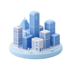 Obraz premium Modern city building 3d render icons in cartoon plastic style minimal on transparent background