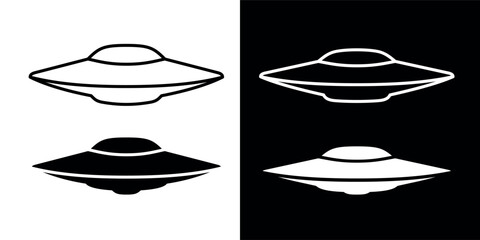 UFO icon. Symbol of fantasy, mysticism or space.Flying saucer, attribute of an alien or extraterrestrial civilization. Spacecraft.