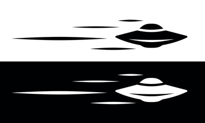 UFO icon. Symbol of fantasy, mysticism or space.Flying saucer, attribute of an alien or extraterrestrial civilization. Spacecraft.