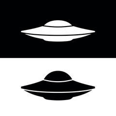 UFO icon. Symbol of fantasy, mysticism or space.Flying saucer, attribute of an alien or extraterrestrial civilization. Spacecraft.