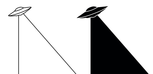 UFO icon. Symbol of fantasy, mysticism or space.Flying saucer, attribute of an alien or extraterrestrial civilization. Spacecraft.