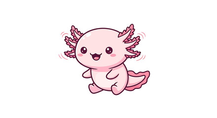 Cute pastel axolotl icon with happy face and soft rounded body floating gently