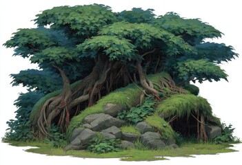 Fototapeta premium Lush, overgrown jungle hideaway