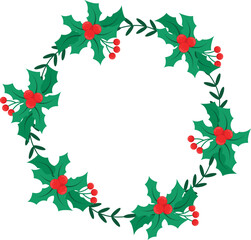 Festive Wreath with Berries and Leaves for Seasonal Decoration