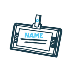 Simple Name Badge Illustration with Clip Name Badge A rectangular badge with a clip