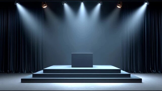 Dramatic stage lighting progression on empty theater platform explores mood and atmosphere