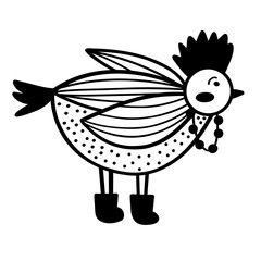 Funny Christmas bird. Christmas, New year concept. Hand drawn illustration