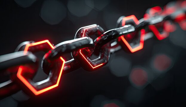 Chain links with red glow