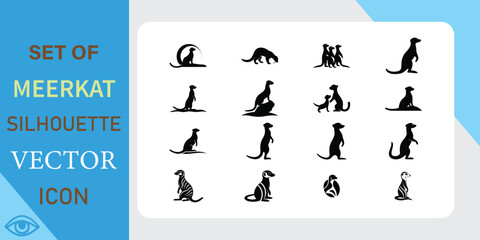 Naklejka premium Set of Meerkat Silhouettes Vector Icons Featuring Various Poses