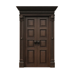 A dark wooden door frame transparent background