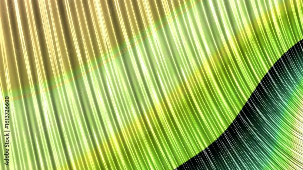 Poster Flowing green  light streaks with glowing gradient creating futuristic abstract motion design